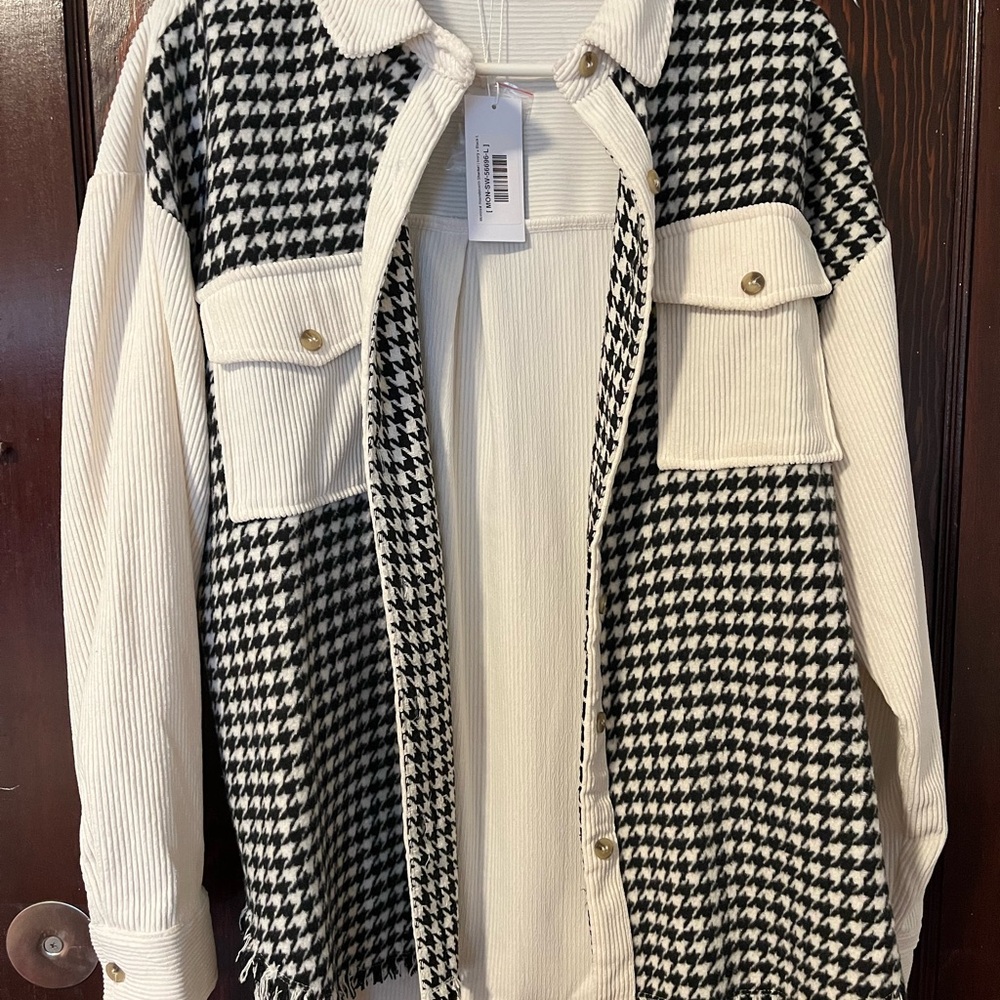 Baltic Born Black and White Houndstooth Utility Jacket